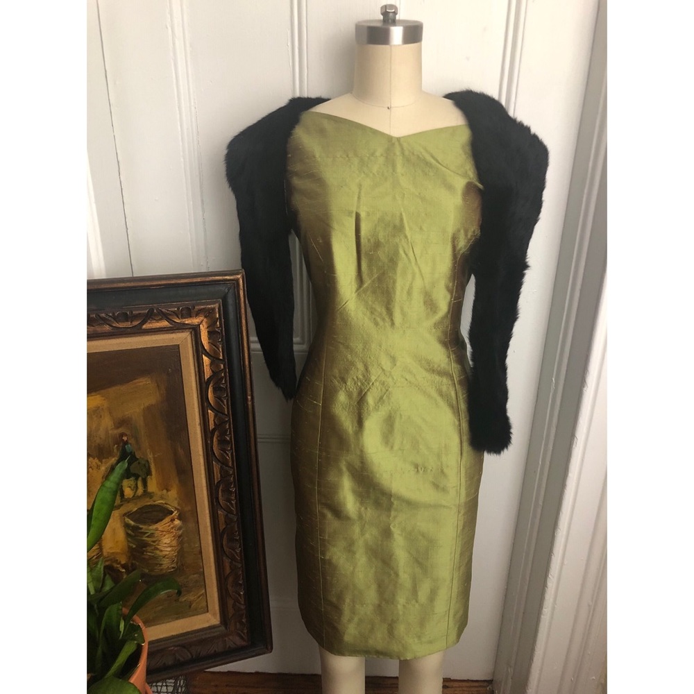 Tahari-Raw Silk-Iridescent-1940s-Evening Dress - Picture 7 of 7